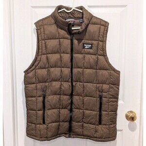 Unisex Size XL Reebok Green/Brown with Black Zipper Puffer Vest 100% Nylon Outer